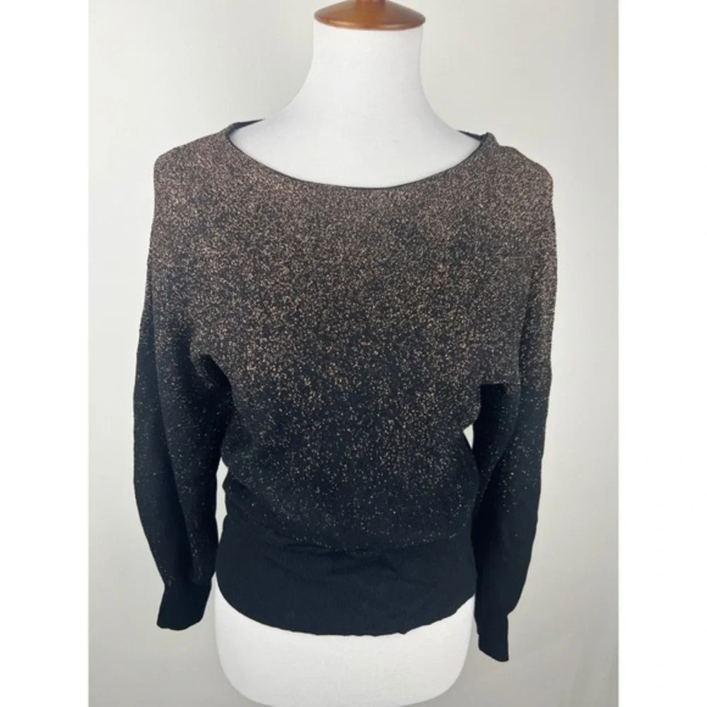 NWT APRICOT Women's Black Glitter‎ Ombre Sparkle Knit Sweater Size S